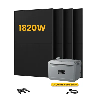 Produktbild von Balkonkraftwerk mit Speicher Growatt NEXA 2000 All-in-One 2048Wh Speicher mit 4x Astronergy 455Wp Bifazial Solarmodule für Balkonkraftwerke (0% MwSt)