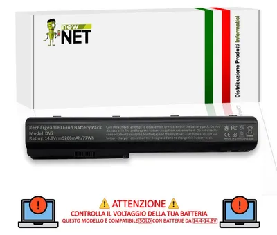 Immagine prodotto di Batteria 14.4-14.8v 5200mah Compatibile Con Hp Hdx Dv7 Dv8 Hstnn-db75 Ga08 Ga04