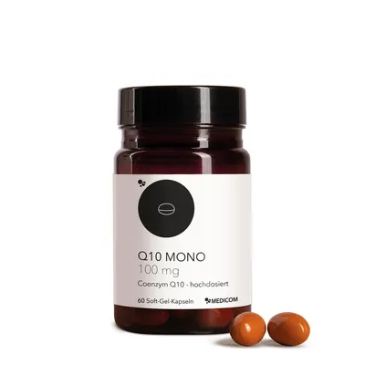 Produktbild von Medicom Q10 Mono 100 mg Kapseln mit 100 mg Coenzym Q10 - 60 Kapseln für das Wohlbefinden