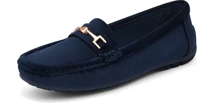Produktbild von DREAM PAIRS Damen Loafer Bequeme Mokassins Slippers Damen Niedrige Schuhe Faltbare Klassische Loafer,Farbe:BLAUES WILDLEDER,Größe:41