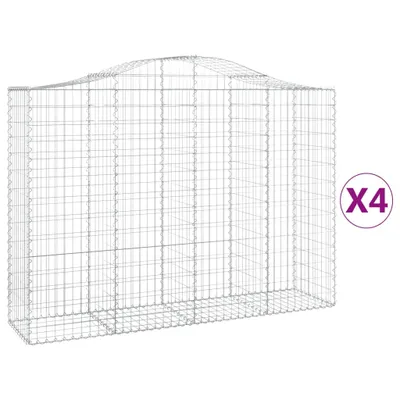 Produktbild von vidaXL Gabionen mit Hochbogen 4 Stk. 200x50x140/160cm Verzinktes Eisen