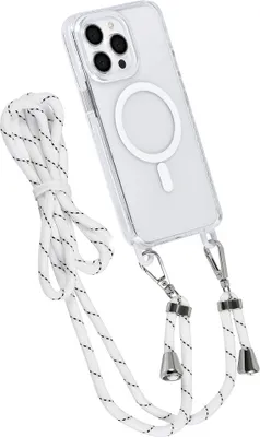 Obrázok produktu pre Puzdro TUNIQ na zadnú stranu pre iPhone 15 Pro Max – šnúrka na krk – MagSafe – biele