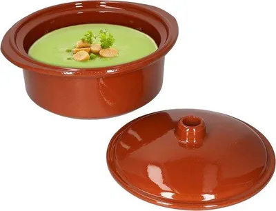 Produktbild von Stoopfanne mit Deckel - Handgemachtes Keramik - 16 Liter - Weiß