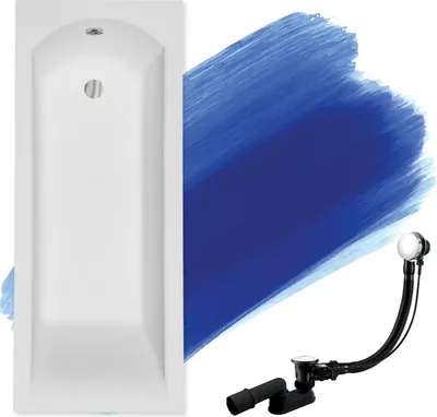 Produktbild von BADLAND Eckbadewanne Rechteck Badewanne SHEA 170x70 mit Ablaufgarnitur und Füßen + Bambus Ablage | BADLAND SHEA