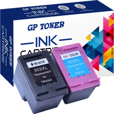 A box of GP Toner ink cartridges with two cartridges in the foreground.