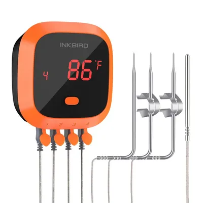 Obrázok produktu pre Bezdrôtový teplomer na grilovanie, kompatibilný s Bluetooth, až 6 sond, 4XC so 4 snímačmi