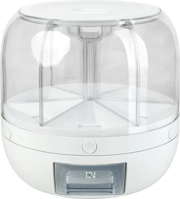 Produktbild von Schramm® Müslispender 360° drehbar mit 6 Kammern á 1000ml Fassungsvermögen Cerealienspender Cornflakesspender wählbar schwarz oder weiß 27x27 cm Lebensmittelspender BPA-frei, Farbe:weiss