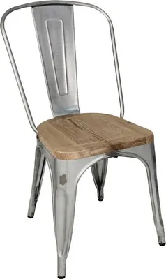 Produktbild von Bolero Bistro Stühle aus verzinktem Stahl mit Holzsitz (4 Stück)