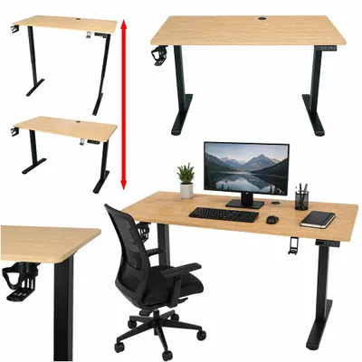 Zdjęcie produktu dla Biurko elektryczne regulowane pamięć panel sterowania 120x60cm drewno