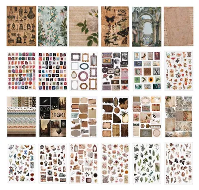 24 Vintage-Aufkleber, wasserdicht, für Bullet Journal & Scrapbooking