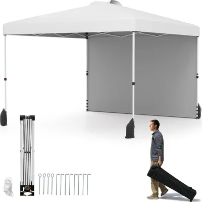Immagine prodotto di Gazebo pieghevole 3 x 3 m con parete laterale, portatile, bianco