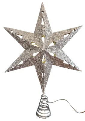 Produktbild von Christbaumspitze 35cm Baumspitze Weihnachten Metall Glitzer LED Stern