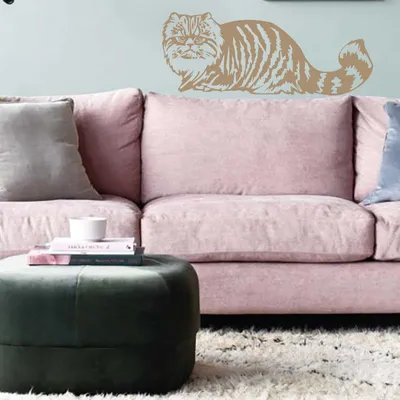 Produktbild von Wandtattoo - Wandaufkleber - Wandtattoo "Perserkatze" - 90cm x 35cm braun - Dekoration Küche Wohnzimmer Wand