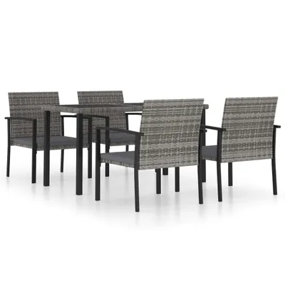 Produktbild von vidaXL 5-tlg. Garten-Essgruppe Poly Rattan Grau