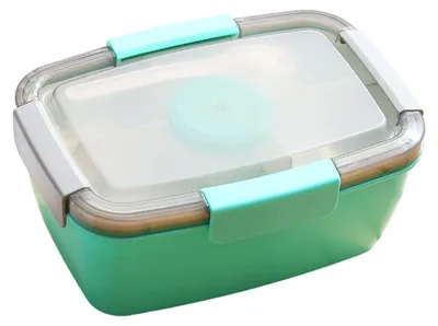 Produktbild von Lunchbox für Erwachsene, 2000 ml, auslaufsicherer Behälter mit Fach für Erwachsene, Salatbox mit Gabel, Lunchbox, Schulfrühstücksbox, Picknickbox