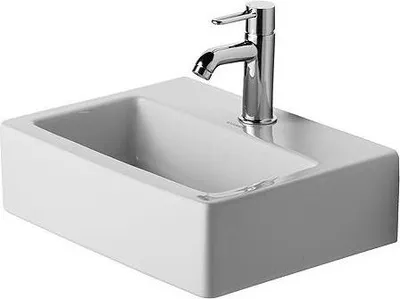 Produktbild von Duravit Handwaschbecken MED VERO ohne Überlauf, mit Hahnlochbank, 450 x 350 mm, 1 Hahnloch weiß