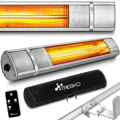 Imagen del producto de Calentador de pared para terrazas - 2000 W de potencia - Eléctrico - Plateado - Radiador infrarrojo - Para uso en exteriores