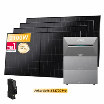 Produktbild von Powerness® Balkonkraftwerk mit Speicher,Anker SOLIX Solarbank 3 E2700 Pro Speicher mit 2x BP2700 Erweiterungsakku,4x 525W Module & Smart Meter Gen 2