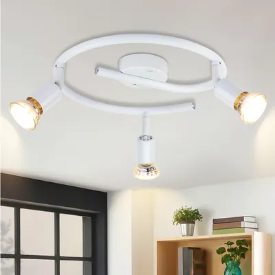 Produktbild von ZMH LED Deckenstrahler Schwenkbar GU10 weiß Deckenlampe Deckenspots 3 Flammig Deckenleuchten Industrial Wohnzimmer Schlafzimmer Küchen Leuchtmittel Enthalten