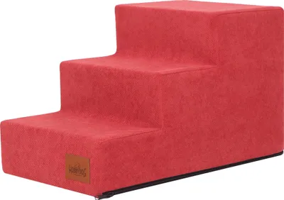 Produktbild von Hobbydog Hundetreppe, Savoy, In Zwei Größen,Antirutsch,Beständig Verschiedene Farben - 3 Stufen - 50 x 30 x 30 cm [Größe: M] - Rot
