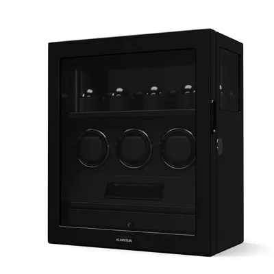 Produktbild von Klarstein SecureTouch naťahovač hodiniek pre 7 hodiniek - automatický so zámkom na odtlačok prsta, tichý japonský motor, LCD displej a diaľkové ovládanie, 41 nastavení TPD, LED osvetlenie a zásuvka na šperky