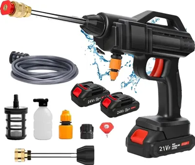 Zdjęcie produktu dla Myjka wysokociśnieniowa, bezprzewodowa, ciśnienie 50 barów, z 2 akumulatorami, elektryczna