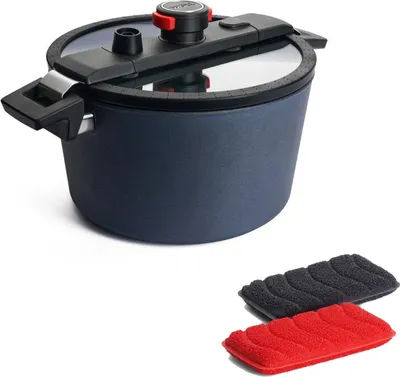 Produktbild von Woll "Active Lite" Kochtopf, Schnellkochtopf Ø 28 cm, 15.5 cm hoch, 7.5 Liter, inkl. Deckel in Box - NICHT Induktionsgeeignet inkl. Silikon-Schwämme