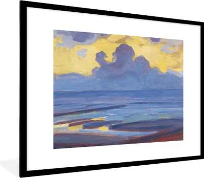 Produktbild von MuchoWow® MuchoWow® Gerahmtes Poster Am Meer - Piet Mondrian 80x60 cm - Poster mit zchwarzem Bilderrahmen - Schlafzimmer-Dekorationen - Fotoposter