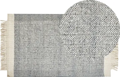 Obrázek produktu pro BELIANI Koberec šedá krémově bílá 80 x 150 cm obdélníkový ručně tkaný s třásněmi moderní design