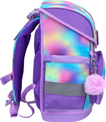 Produktbild von Belmil Schulranzen Set COMPACT 2025 Magnetschloss Rainbow Color (Motiv: Einhorn mit Regenbogenmähne) für Mädchen mit Regenhaube