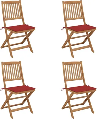 Produktbild von Möbel Klappbare Gartenstühle 4 Stk. mit Kissen Massivholz Akazie - Gartensessel 3064677