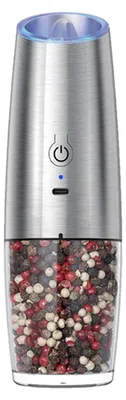 Produktbild von Elektrisches Salz- und Pfeffermühlen-Set, 170 ml Fassungsvermögen, einstellbare Grobkörnigkeit, Pfefferstreuer, LED-Licht, einhändig bedienbare Gewürzmühle