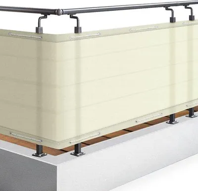 Image de Brise-vent de balcon 90 x 300 cm, beige, en PES, avec œillets et cordon