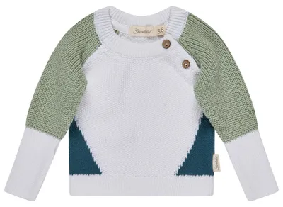 Obrázek produktu pro Pletený svetr Sterntaler s barevnými bloky, vyrobený z bavlněné příze, měkký, unisex, vhodný pro kojence
