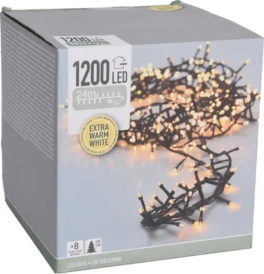 Obrázok produktu pre Rozprávkové svetlá LED 1200 LEDS 24m extra teplá biela 8 hodinový časovač 8 svetelných funkcií pre exteriér