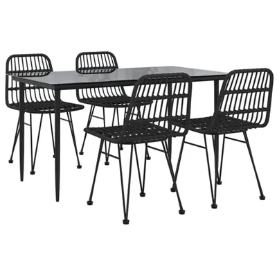 Produktbild von 5-tlg. Garten-Essgruppe Schwarz Poly Rattan