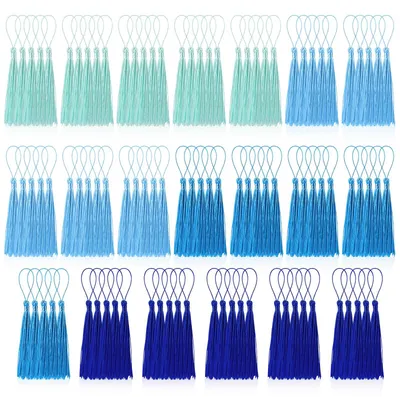 Productafbeelding van Mini Quasten Blau - 100 Stuks Handgemaakte Polyester Quasten voor DIY Projecten