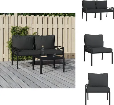 Produktbild von vidaXL Gartenstühle mit Grauen Kissen 2 Stk. 62x75x79 cm Stahl -  Gartensofaelemente