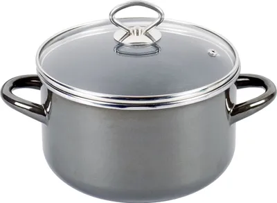 Produktbild von kochstar 505224 20 Fleischtopf 'Primus', 20 cm, 3,8 l, für alle Herdarten, mit Glasdeckel, grau (1 Stück)