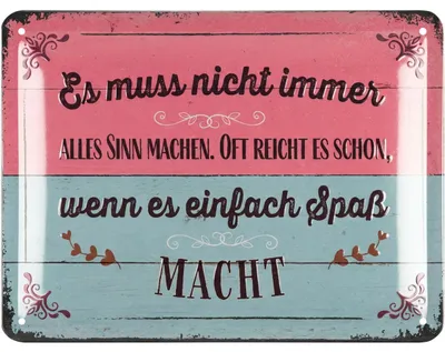 Produktbild von LANOLU Retro Blechschild 'es muss nicht immer alles Sinn machen', vintage Metallschilder mit Sprüchen, Shabby Chic Deko Küche, 15x20cm