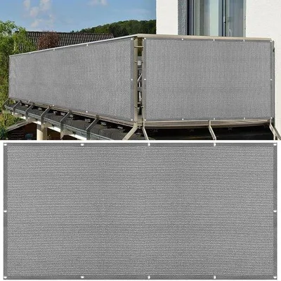 Obrázek produktu pro Soukromý balkonový paraván – zástěna na terasu – odolný proti UV záření – 90 % stín – 105 x 900 cm – světle šedý
