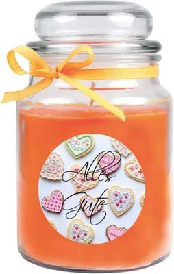 Produktbild von Duftkerze im Bonbonglas zum Muttertag, Duft: Honigmelone ( Orange ), 500g - Brenndauer bis zu 110 Stunden