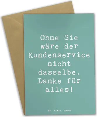 Produktbild von Mr. & Mrs. Panda Grußkarte Spruch Kundendienstmitarbeiter Dankeschön - Meeresbrise - Geschenk, Danke sagen, besonderes, unermüdliche Arbeit, Aufmerksamkeit, Engagement