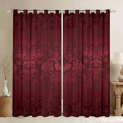 Gotische Vorhänge 2er-Set 168x183 cm, Vintage-Blumen, Fledermausdesign