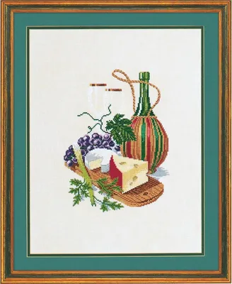 Produktbild von Eva Rosenstand Kreuzstich-Stickset "Käse mit Rotwein", 40x50cm