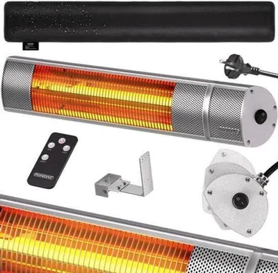 Productafbeelding van Terrasverwarmer Infraroodstraler - 2000 Watt Vermogen - Wandmontage - Zilver - Buiten Gebruik