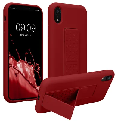 Produktbild von kwmobile Handyhülle für Apple iPhone XR Hülle - TPU Silikon Case mit Fingerhalter und Stand - Schutzhülle Cover in Rhabarber Rot