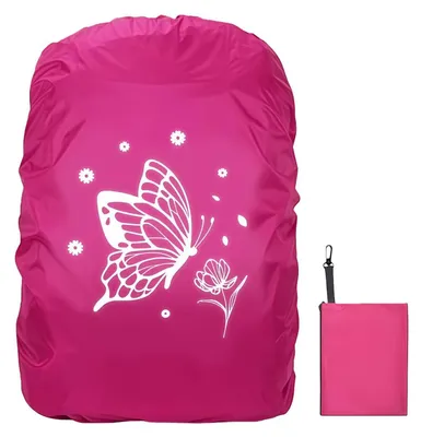 Produktbild von Regenschutz Rucksack Kinder 30-40L Wasserdicht mit Reflektoren Rot