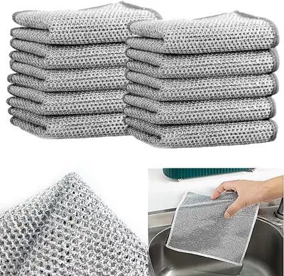 Produktbild von Metall Spüllappen Set – Wiederverwendbare Drahtlappen für Küche & Herd, H0752