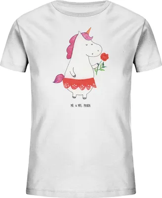 Produktbild von Mr. & Mrs. Panda Organic Kinder T-Shirt Einhorn Dame 12-14 Jahre (152/164) - Weiß - Geschenk, Unicorn, Kinder-T-Shirt, Einhörner, Frau, Baumwolle, Teenager, Bachelor